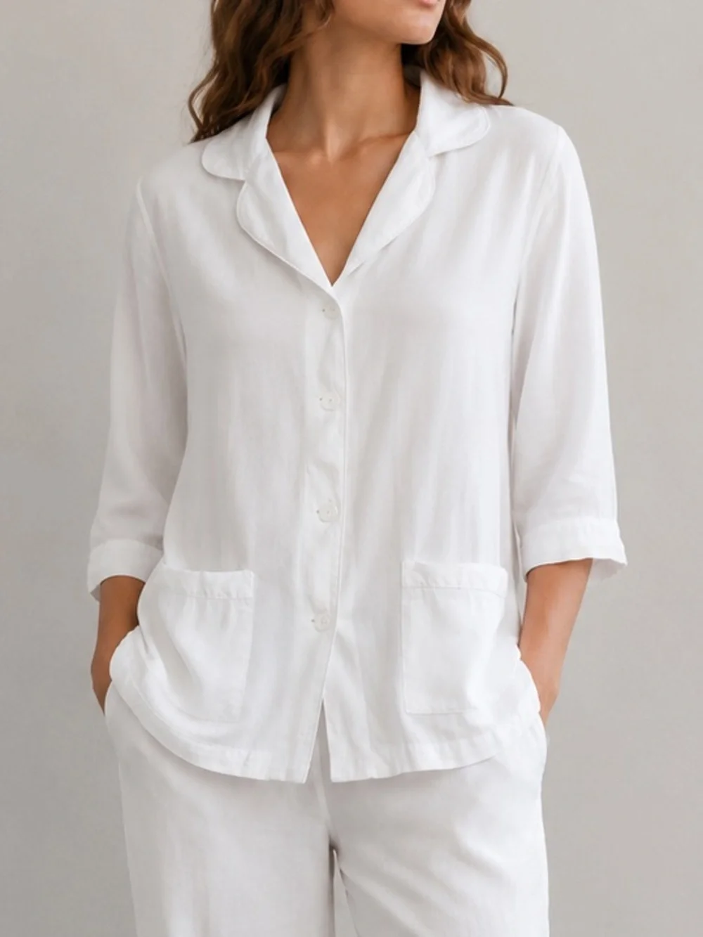 Sleeper Ostrich Feather White Button Down Sleepwear Luxury Loungewear Pajama Top